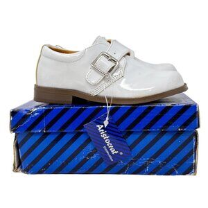 Aristocrat Collection Size 7 White Patent Leather Buckled Dress Shoes For Toddle